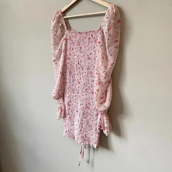 Princess Polly Women's US 4 Wild Flowers Balloon Sleeves Shirred Mini Dress Pink - Picture 14 of 16